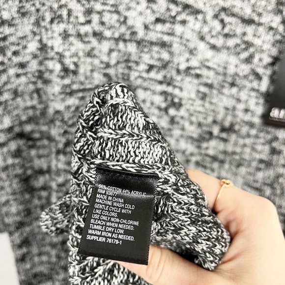 NEW ana Gray & Blacked Marled Ribbed Knit Foldover Midi Sweater Dress - LARGE - Picture 5 of 5